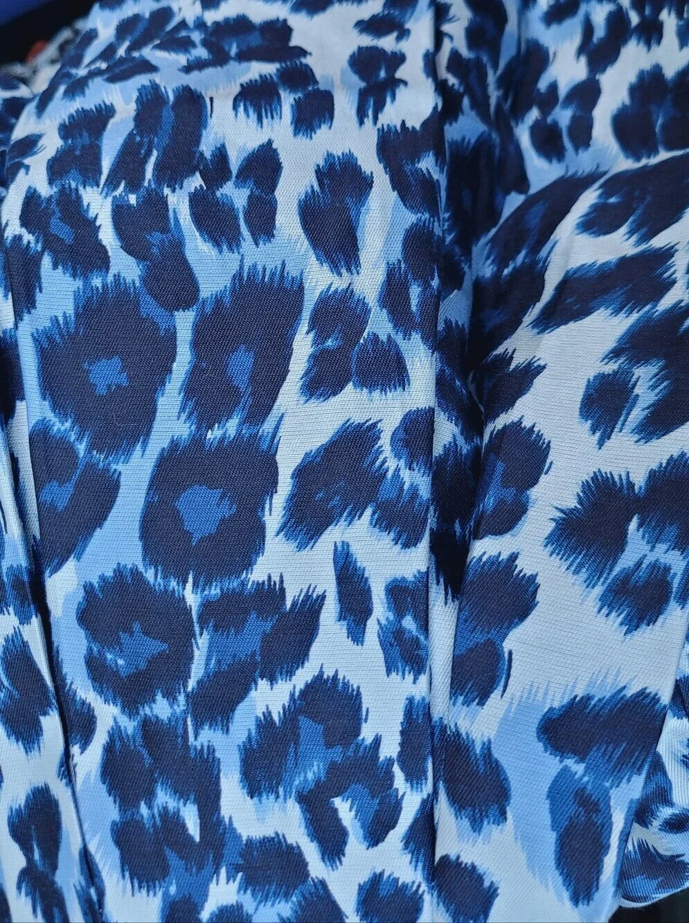 Diane Von Furstenberg Gamma Leopard Print Skirt Blue Silk Blend Mini Size 0 DVF